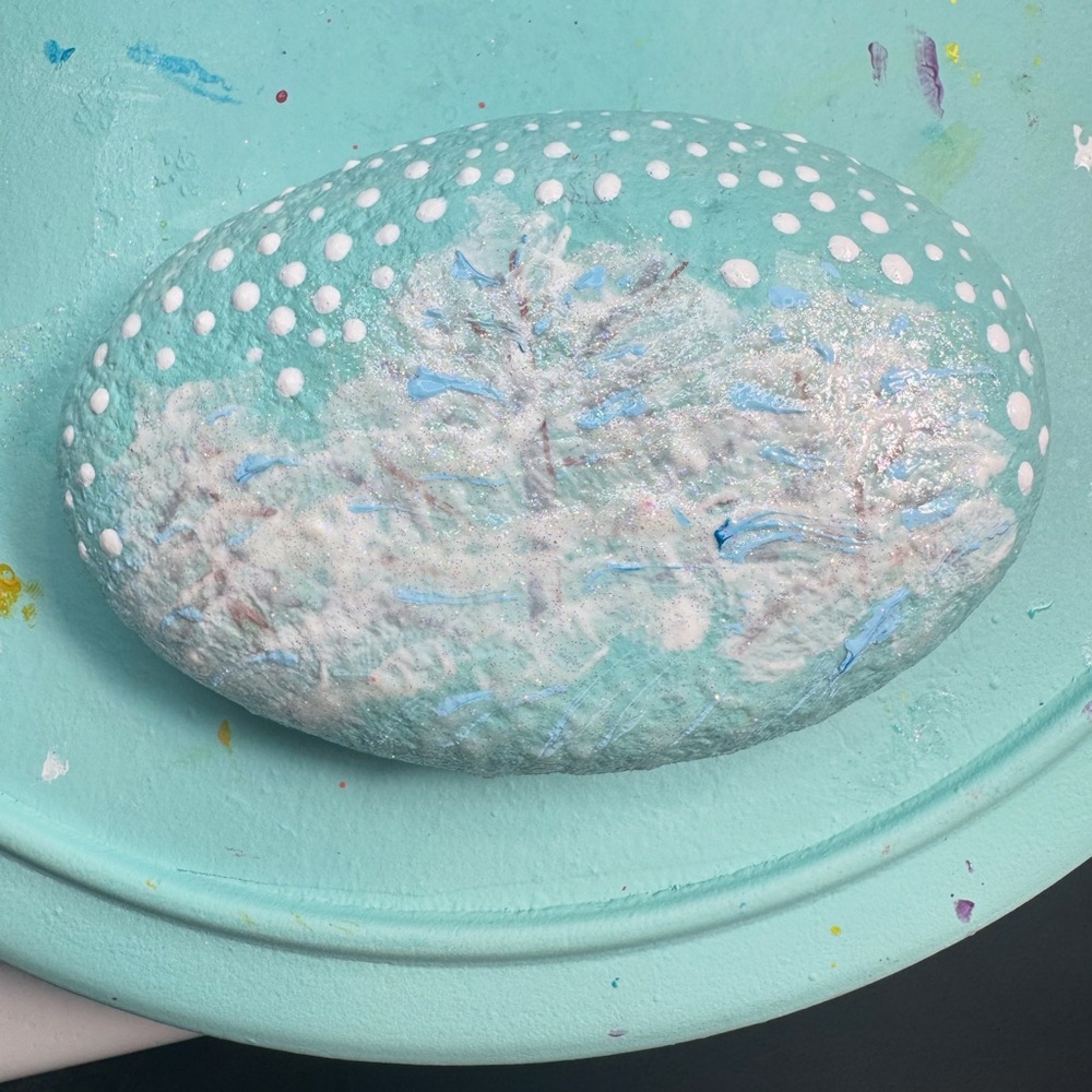 Hand-Painted Winter Scene Rock